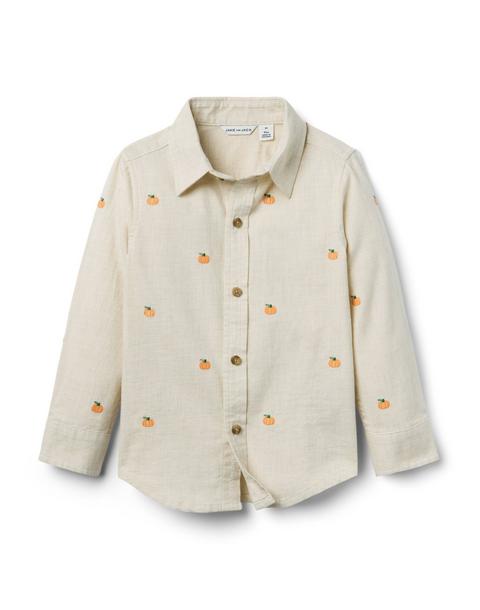 Embroidered Pumpkin Twill Shirt