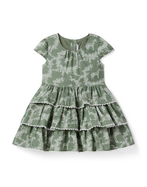 The Horse Toile Ruffle Dress