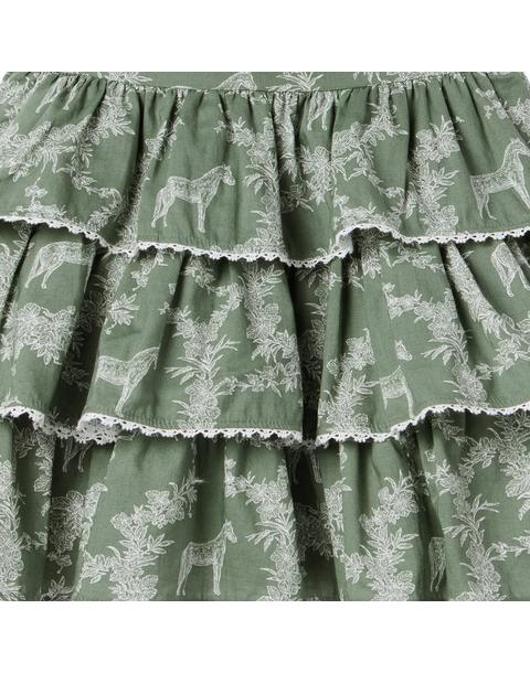 The Horse Toile Ruffle Dress