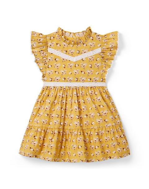 Ditsy Floral Lace Trim Dress
