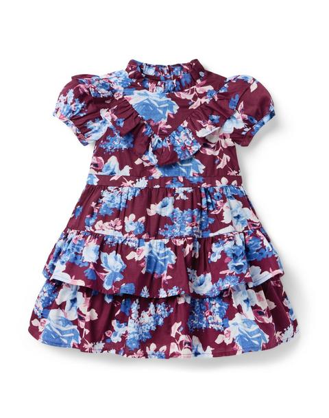 Floral Puff Sleeve Ruffle Dress