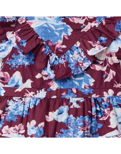 Floral Puff Sleeve Ruffle Dress