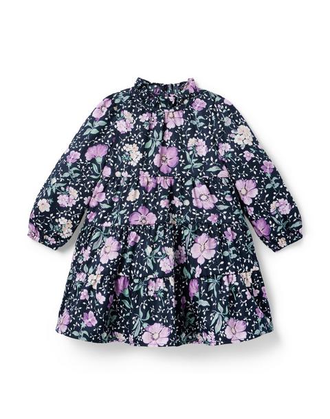 Floral Ruffle Neck Dress