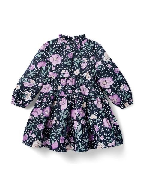 Floral Ruffle Neck Dress