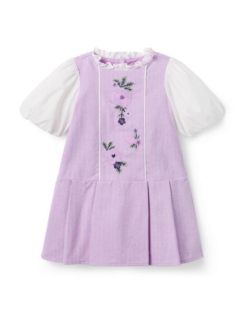 Embroidered Floral Herringbone Dress