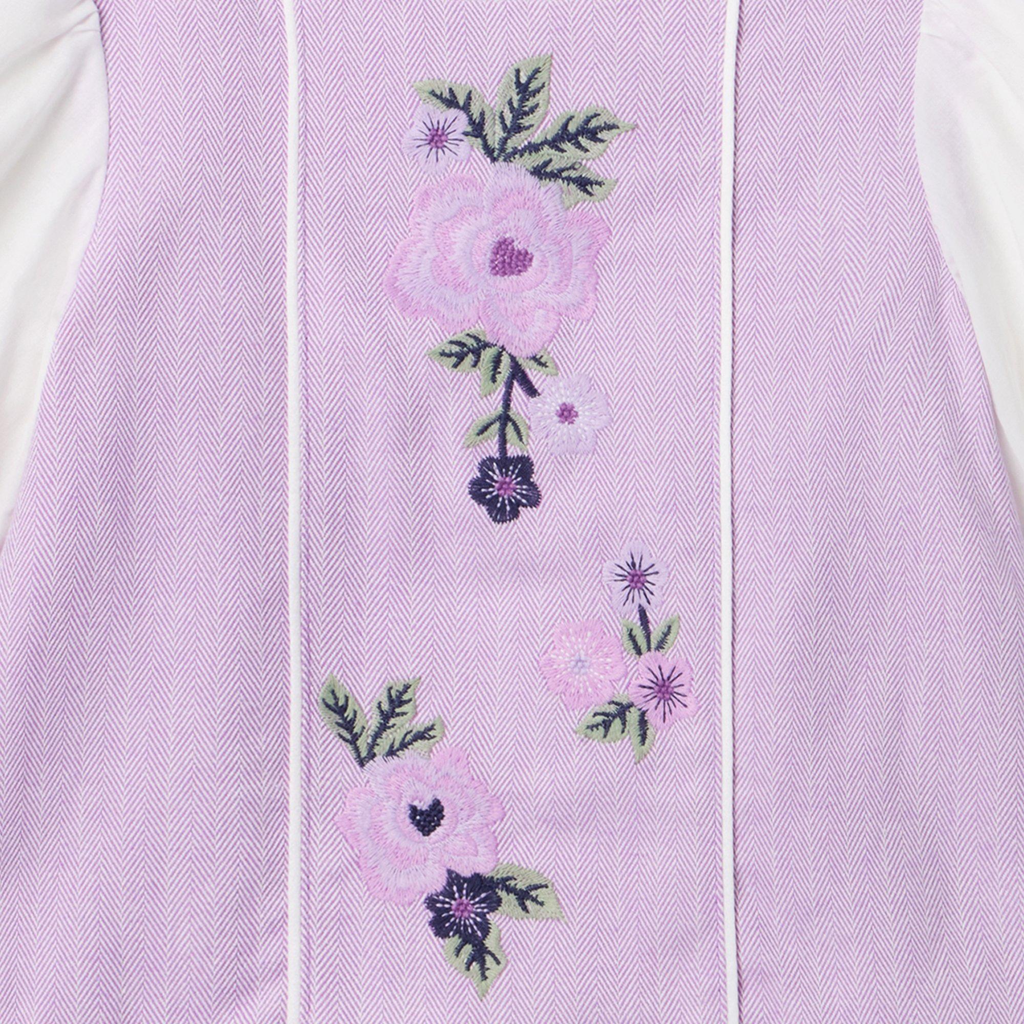 Embroidered Floral Herringbone Dress