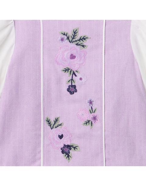 Embroidered Floral Herringbone Dress