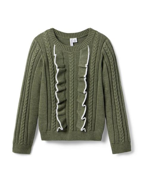 Cable Knit Ruffle Sweater