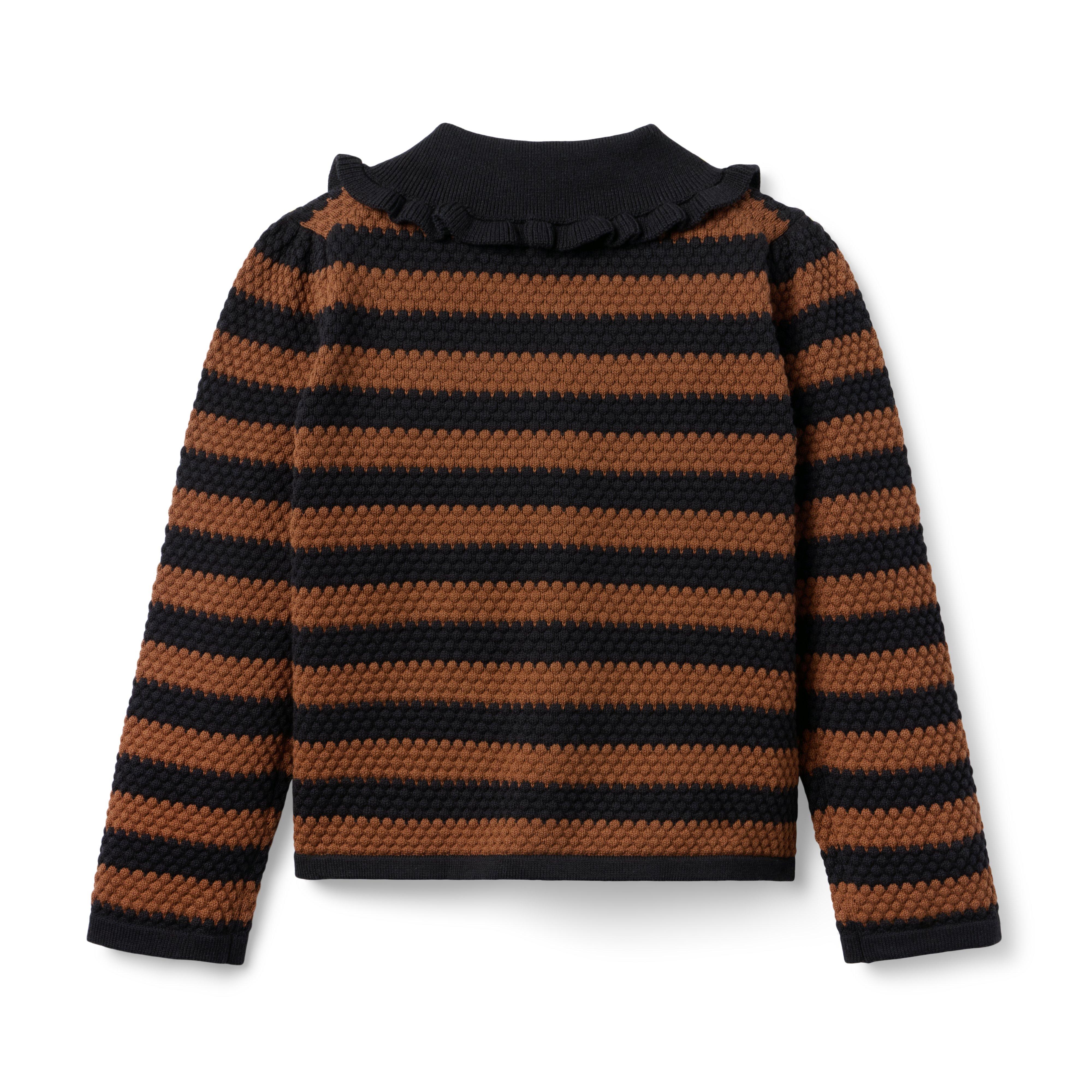Textured Striped Collared Cardigan image number 1