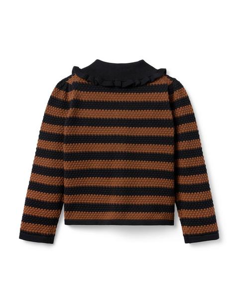 Textured Striped Collared Cardigan