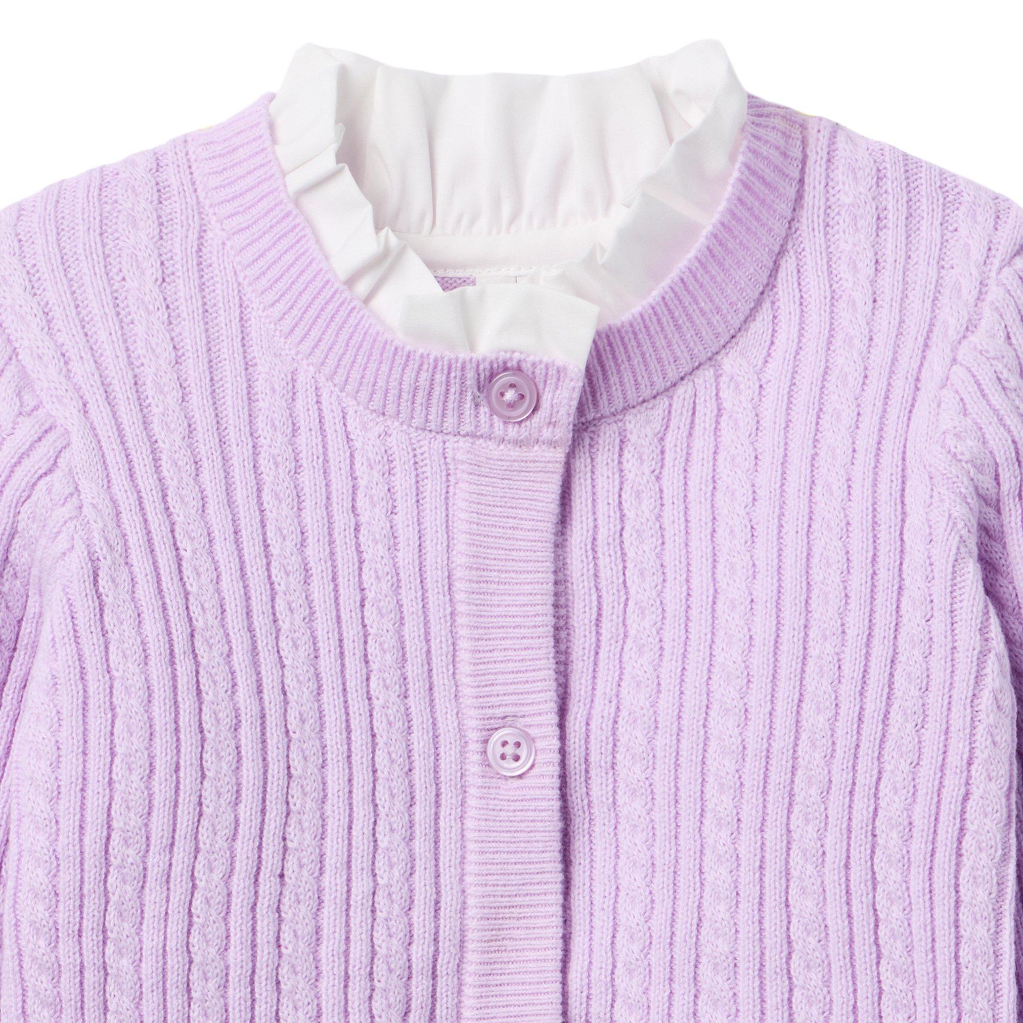 Cable Knit Ruffle Neck Cardigan image number 1