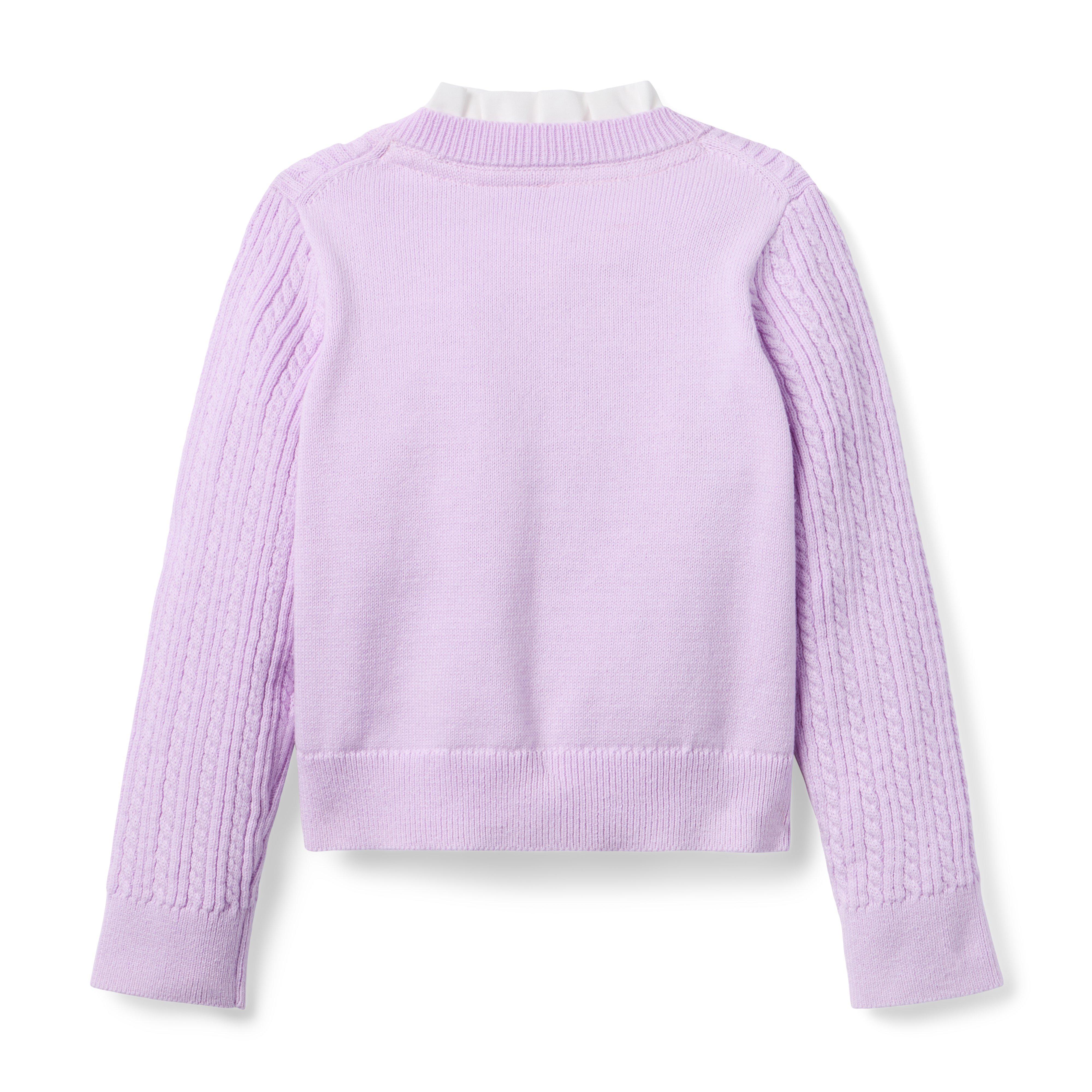 Cable Knit Ruffle Neck Cardigan image number 2
