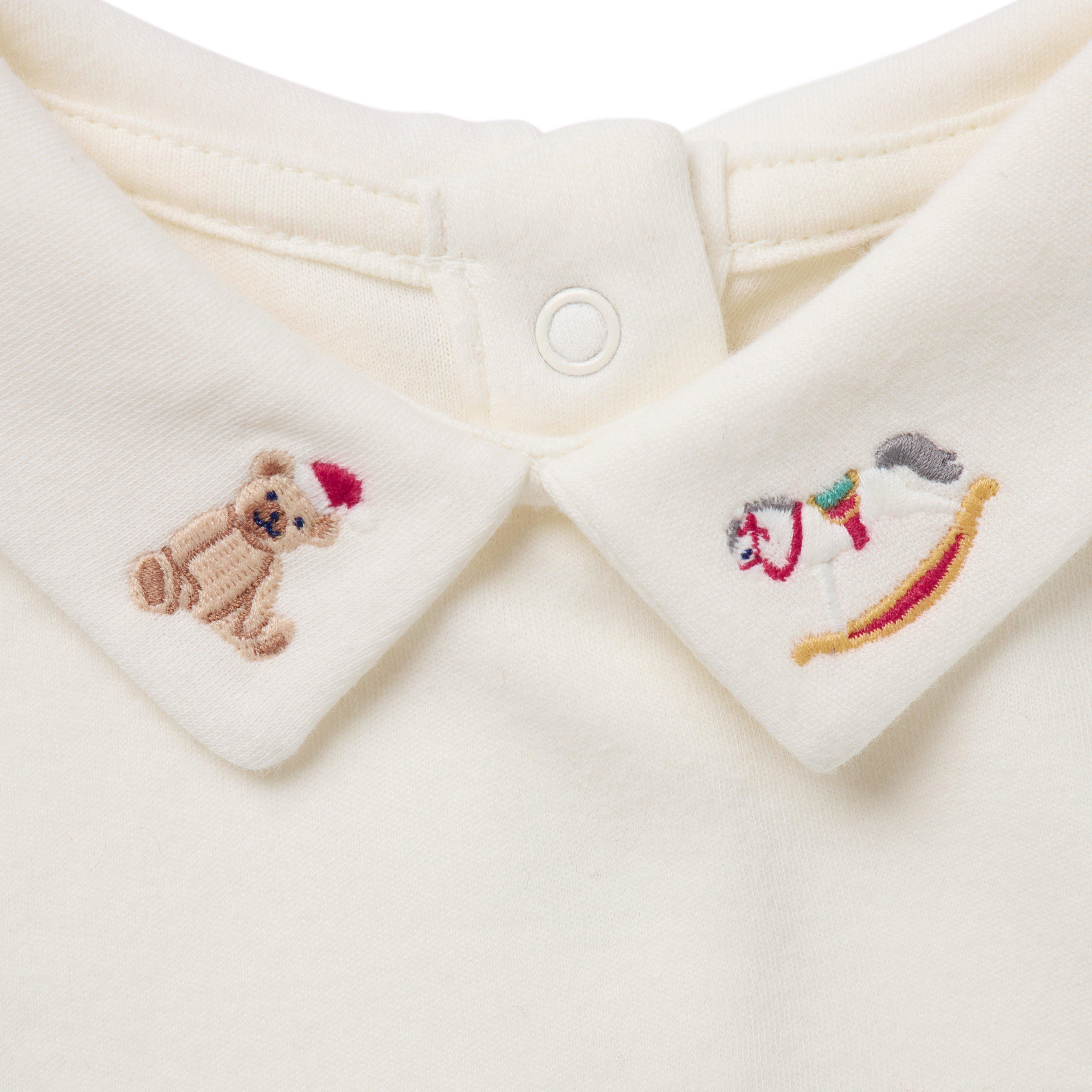 Baby Embroidered Holiday Collar Bodysuit image number 2