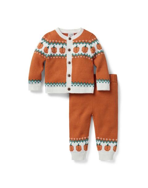 Baby Pumpkin Fair Isle Matching Set