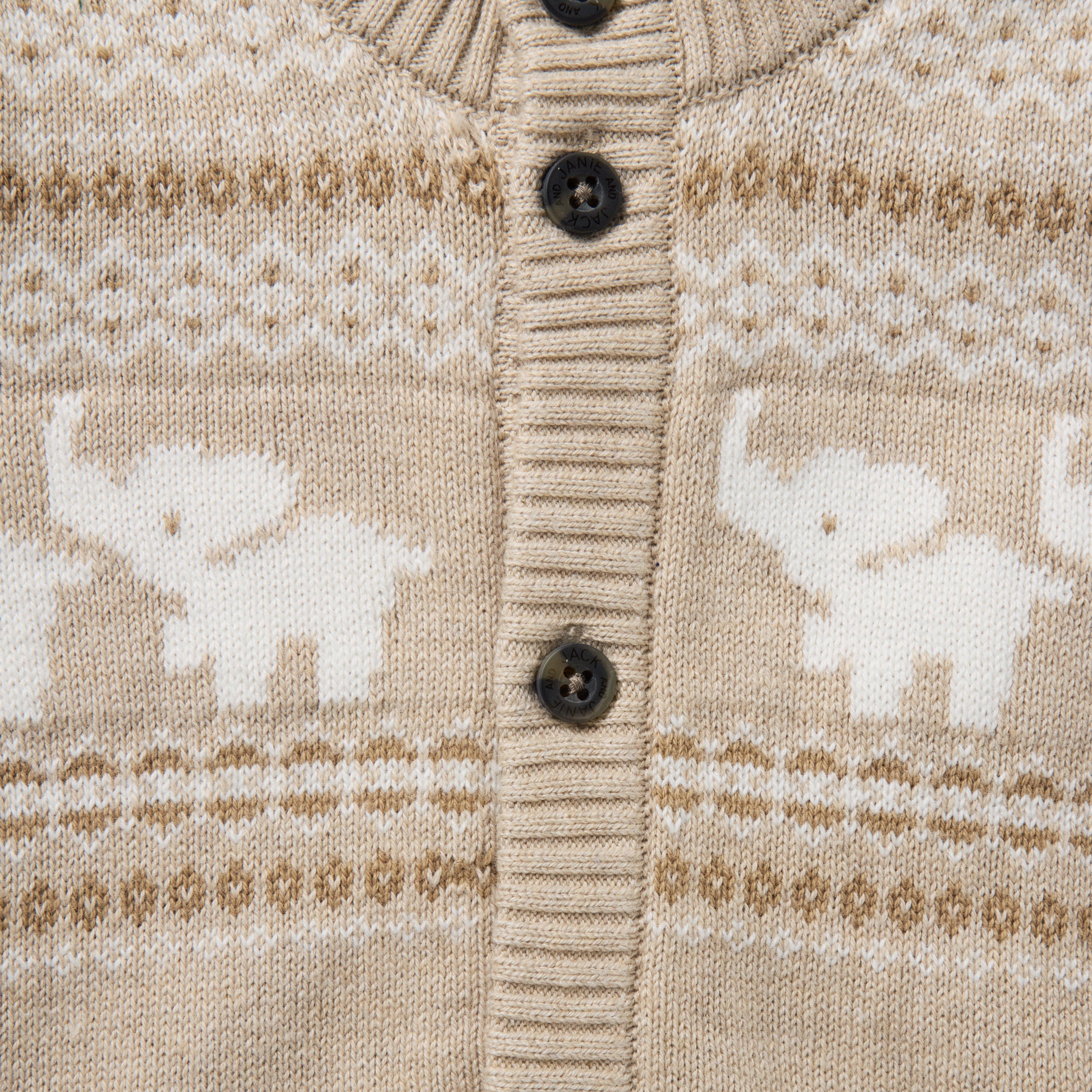 Baby Elephant Fair Isle Knit One-Piece image number 1