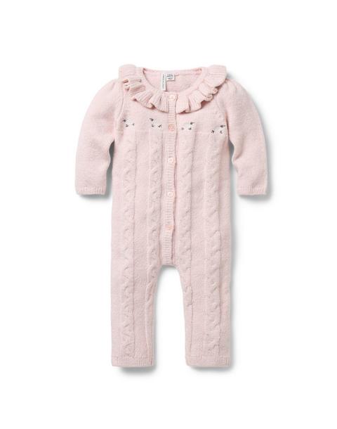 Baby Embroidered Cable Knit One-Piece