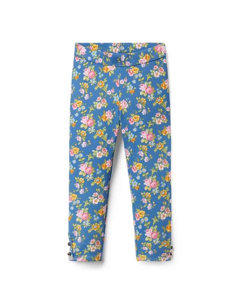 Floral Button Cuff Ponte Pant