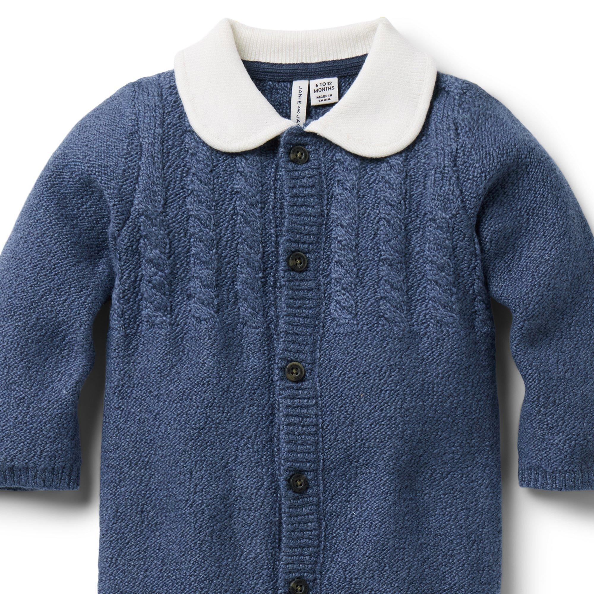 Baby Cable Knit Collared One-Piece image number 1