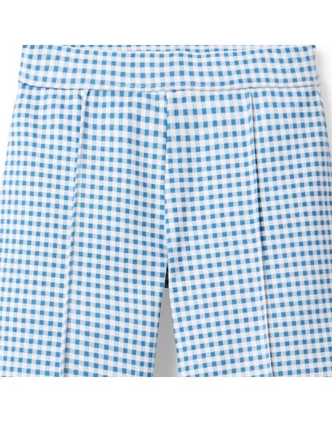Wide Leg Gingham Ponte Pant