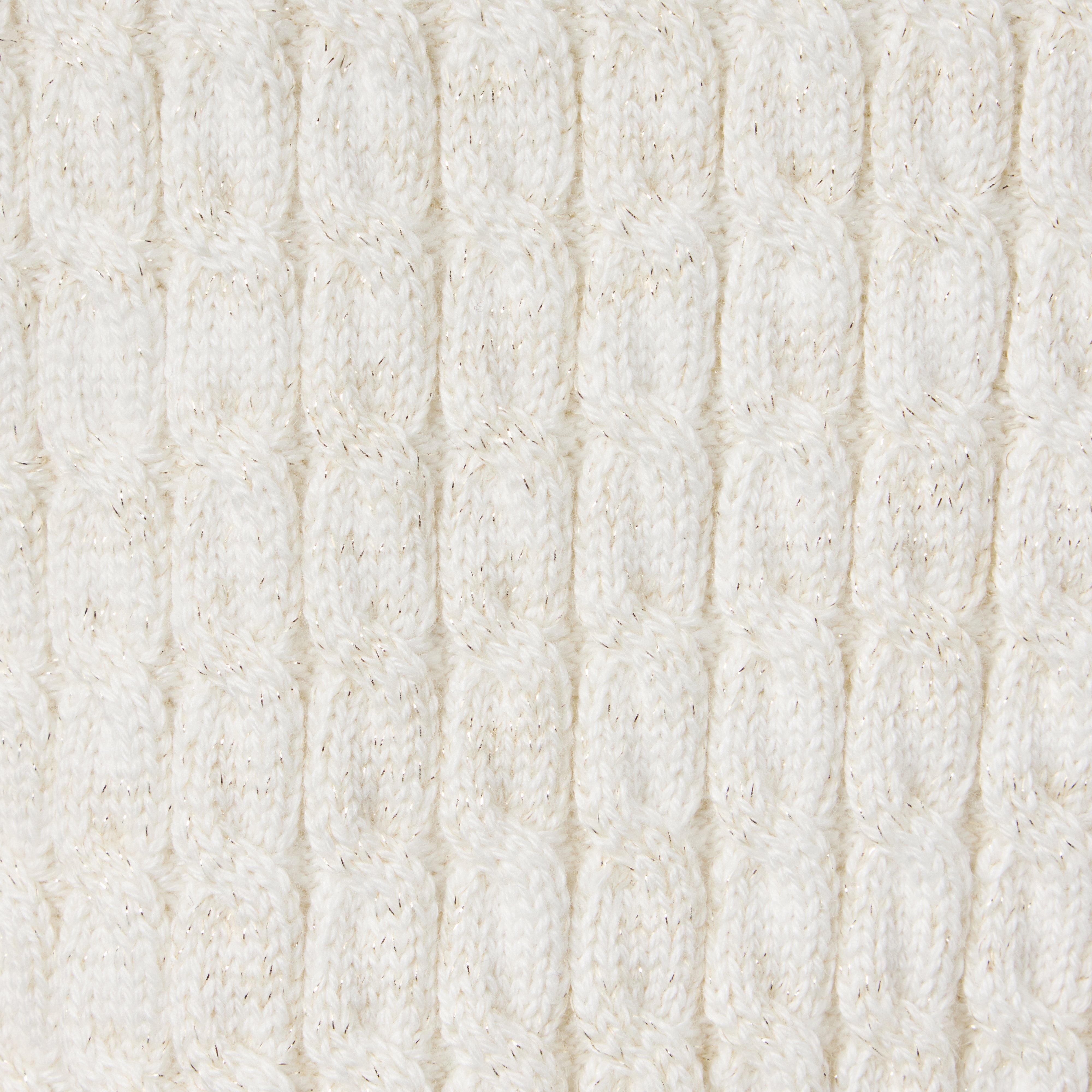 Metallic Ruffle Collar Cable Knit Sweater image number 1