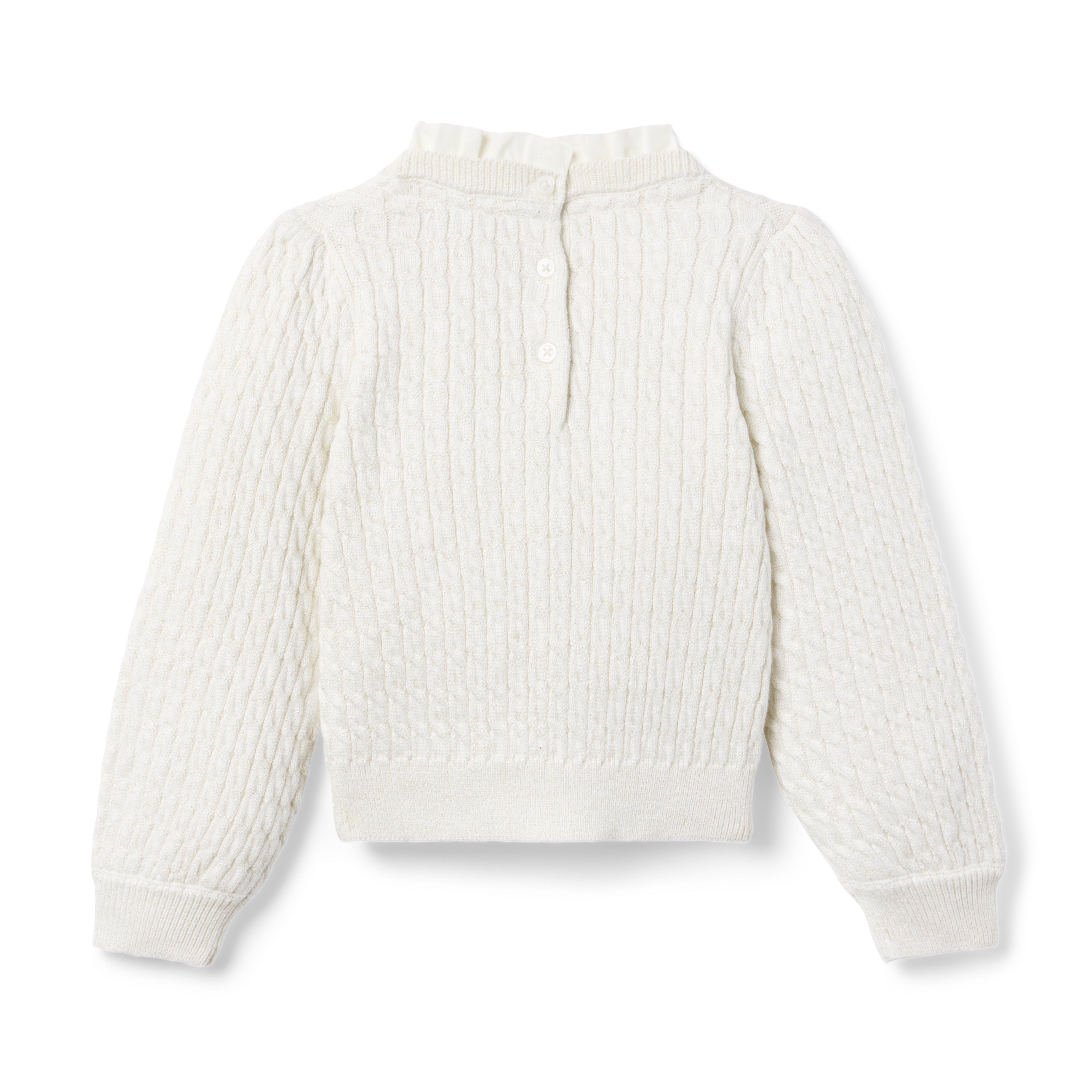 Ruffle Collar Cable Knit Sweater image number 1