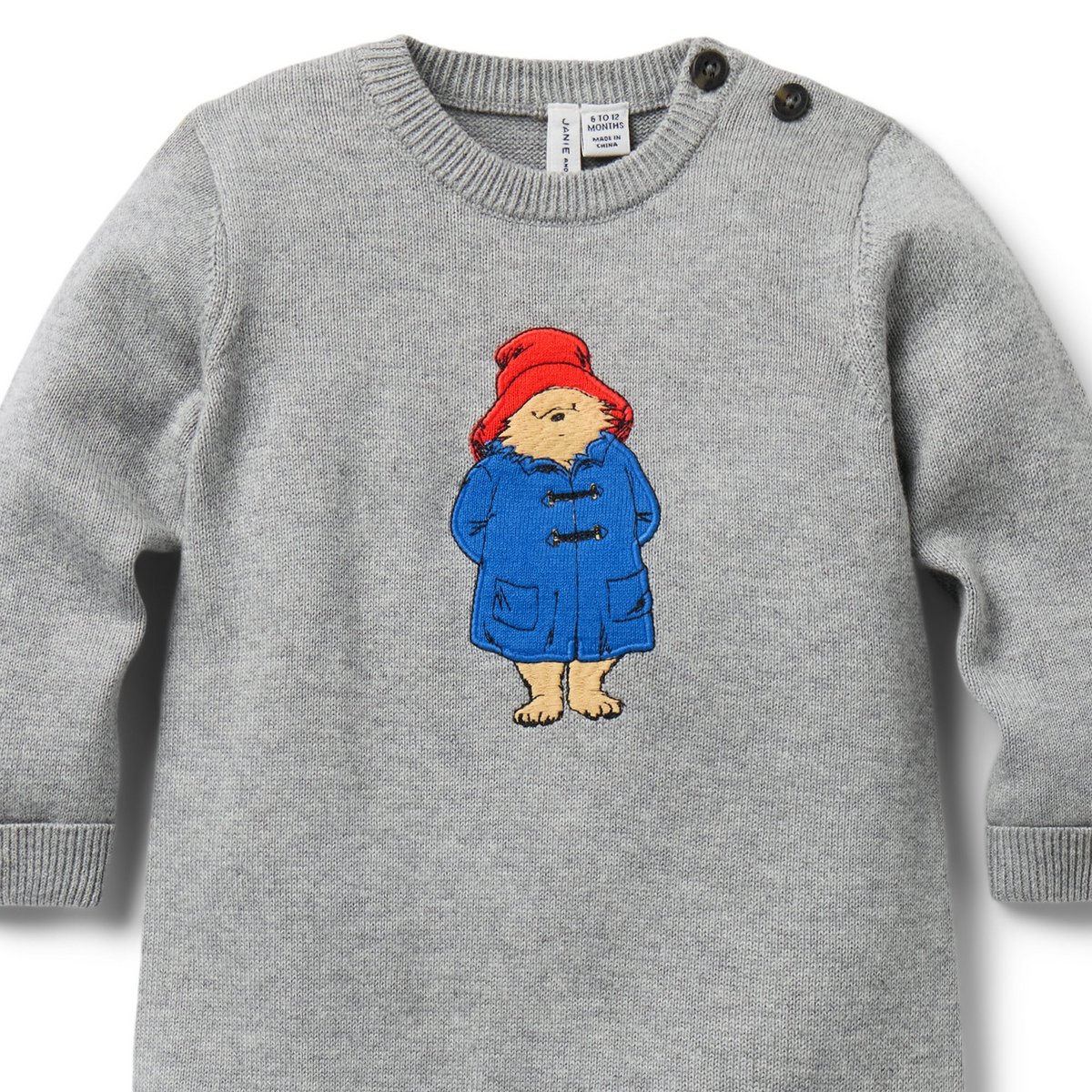 Детские комбинезоны Paddington™ x Janie and Jack Baby One-Piece, цвет: Серый меланжевый — фото 2