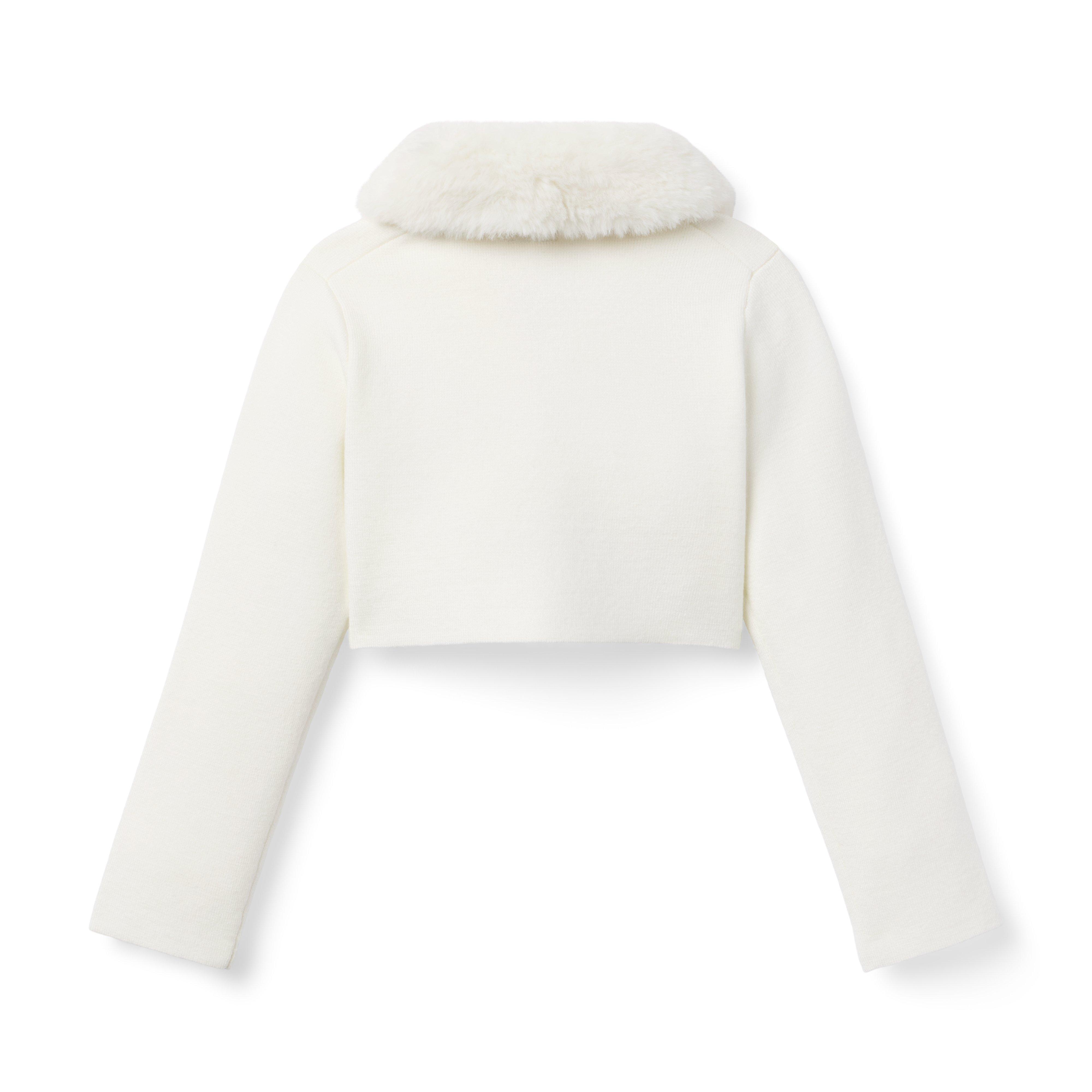 Faux Fur Collar Cropped Cardigan image number 1