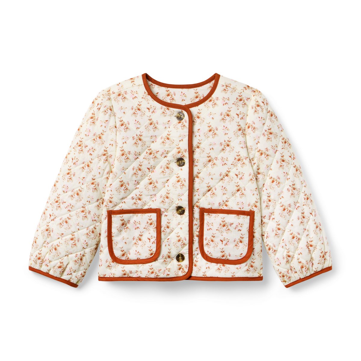 Куртка Janie and Jack The Quilted Floral для девочек, цвет: Мягкий бежевый с принтом