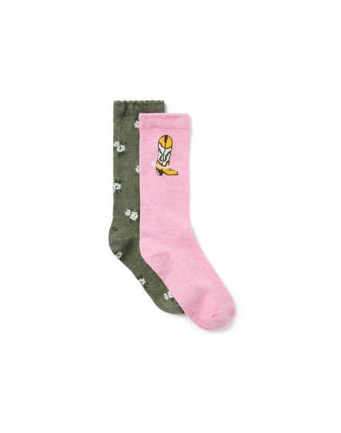 Cowgirl Boot And Floral Sock 2-Pack