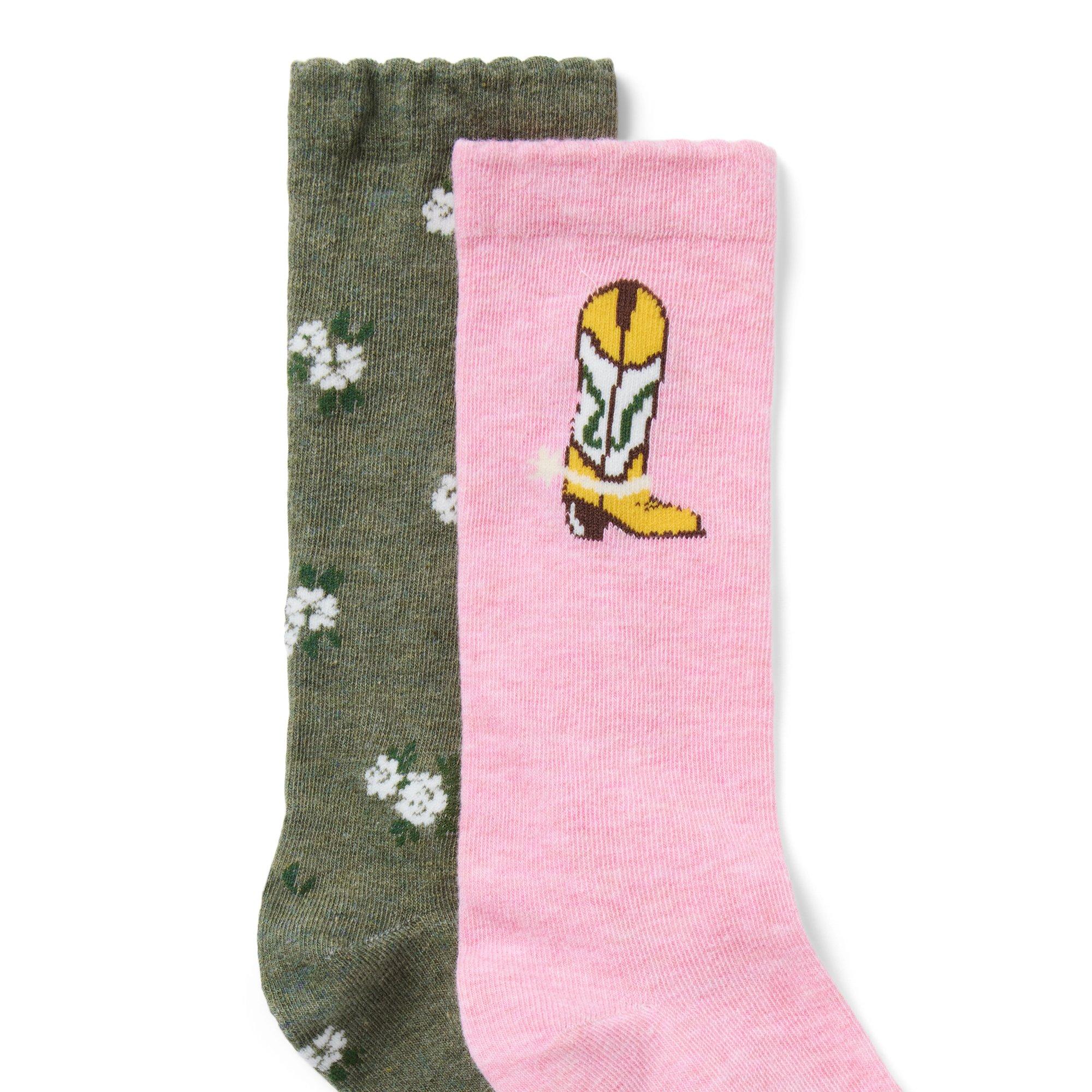 Cowgirl Boot And Floral Sock 2-Pack image number 1