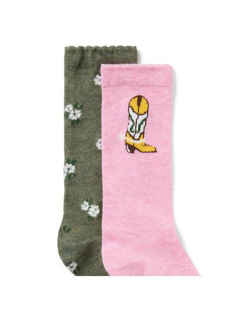 Cowgirl Boot And Floral Sock 2-Pack