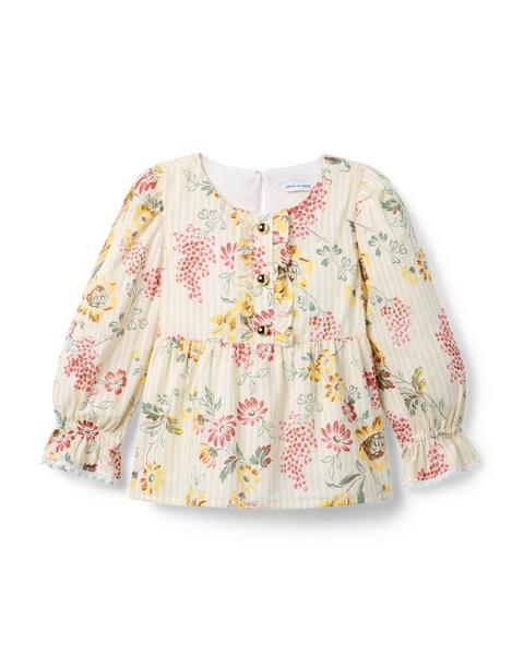 Floral Striped Ruffle Top