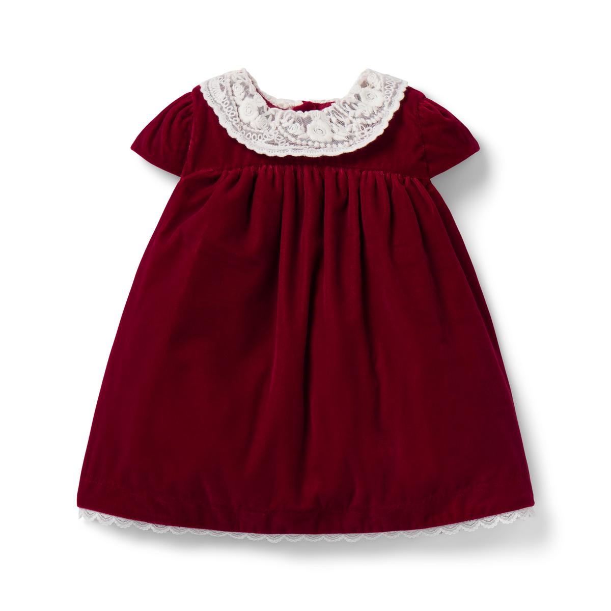 Janie and Jack The Velvet Lace Collar Baby Dress
