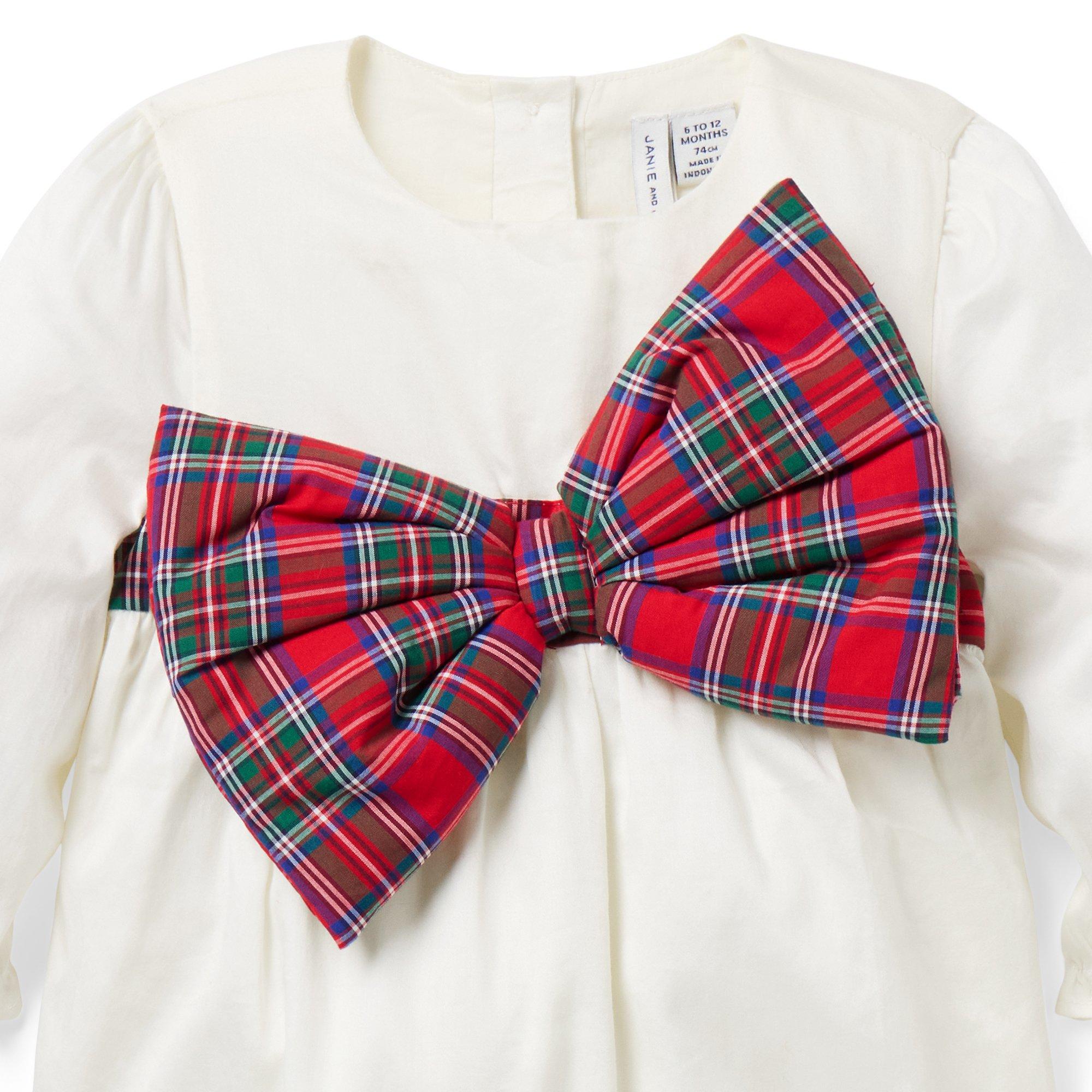The Tartan Bow Baby Romper image number 1