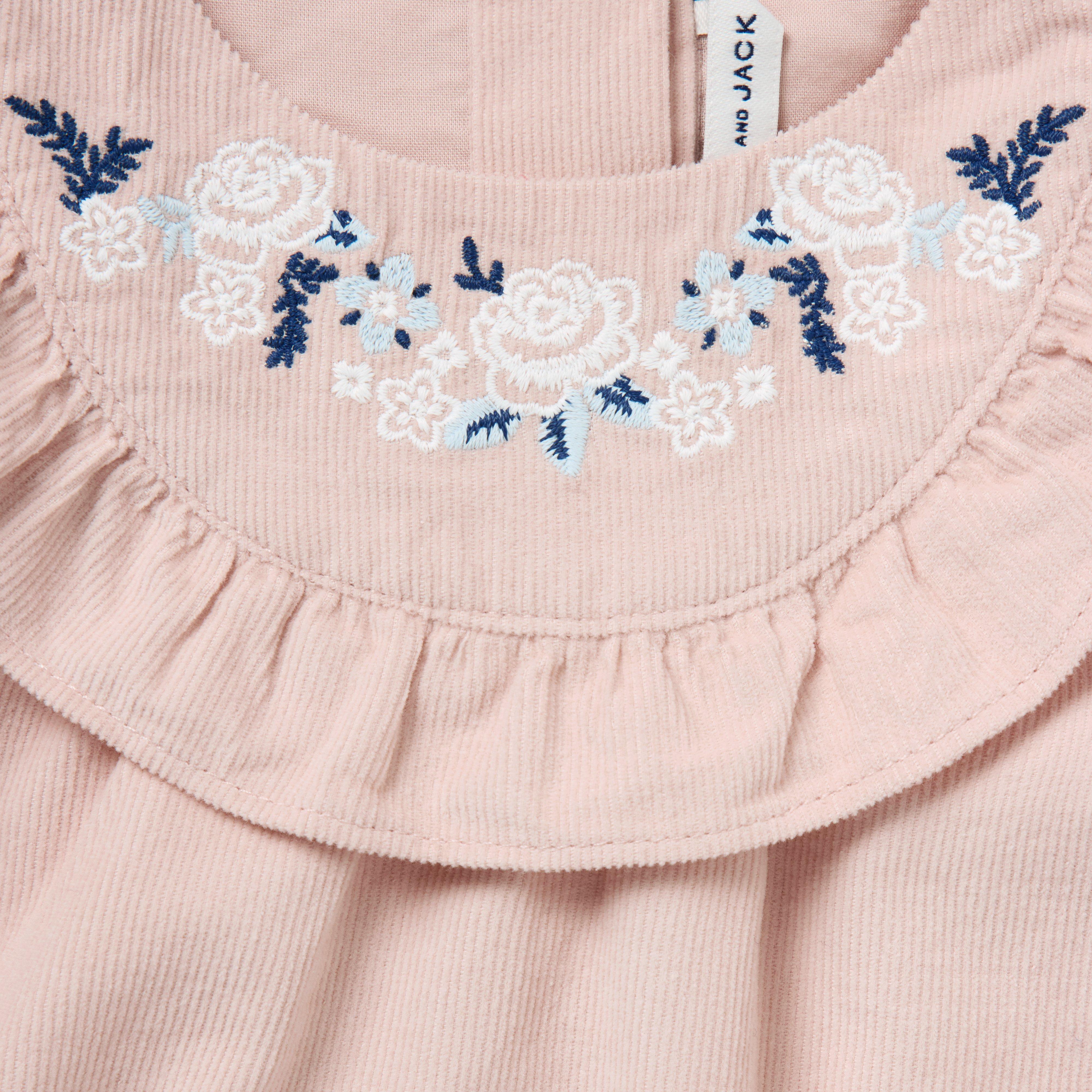 Baby Embroidered Floral Corduroy Dress image number 1