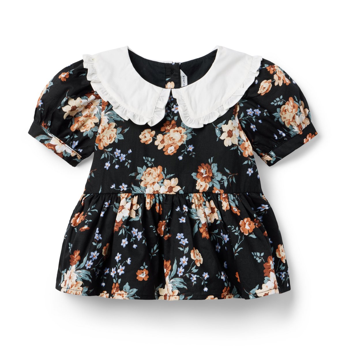 Топ Janie and Jack Floral Collared Peplum для девочек, цвет: Чёрный с принтом