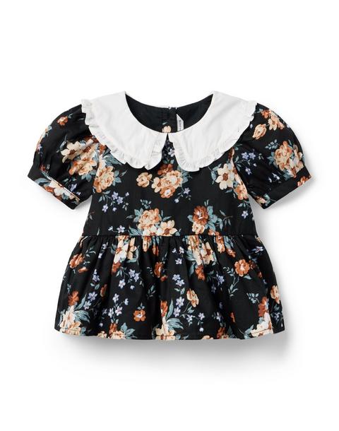 Floral Collared Peplum Top