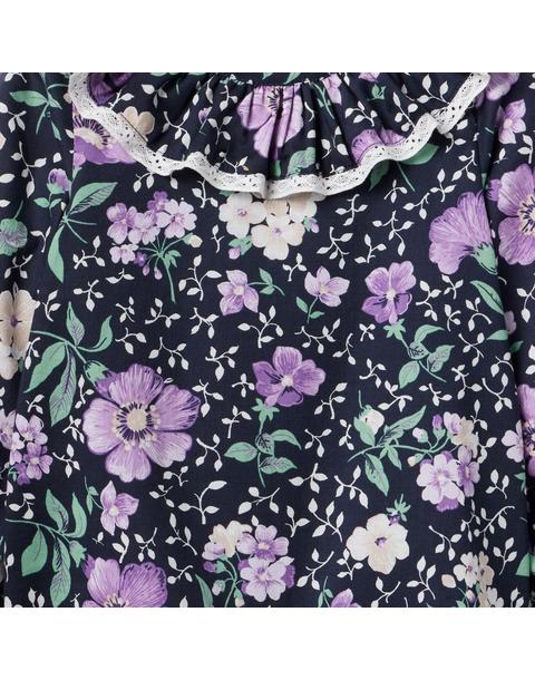 Floral Ruffle Lace Trim Top