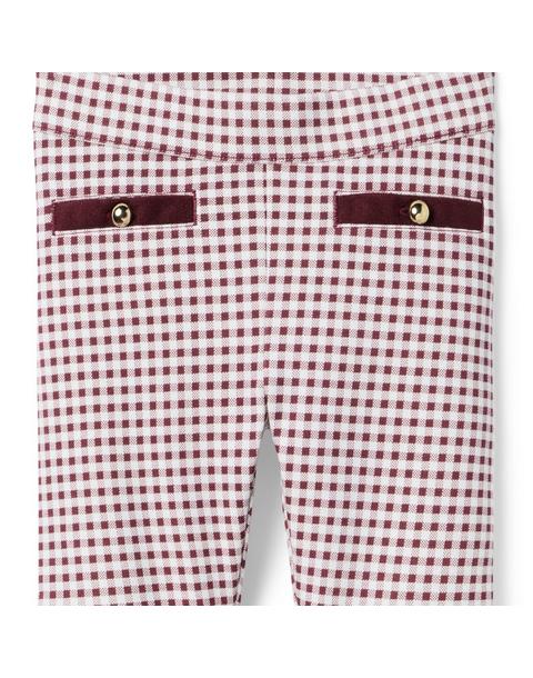 Gingham Button Ponte Pant