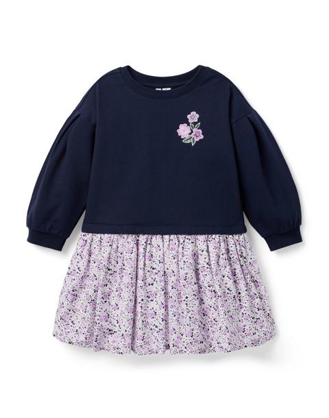Embroidered Floral French Terry Dress