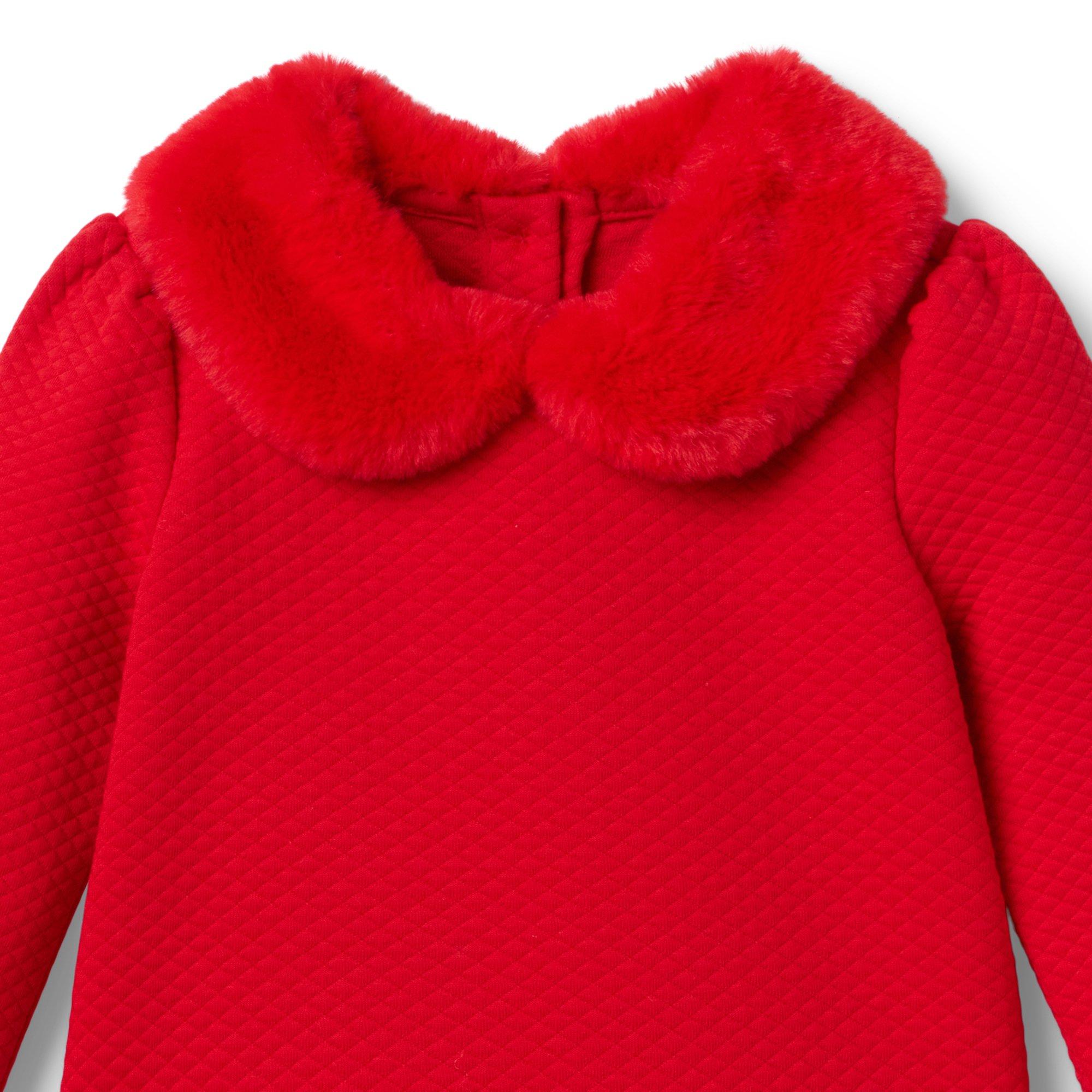 Quilted Faux Fur Collar Dress image number 1