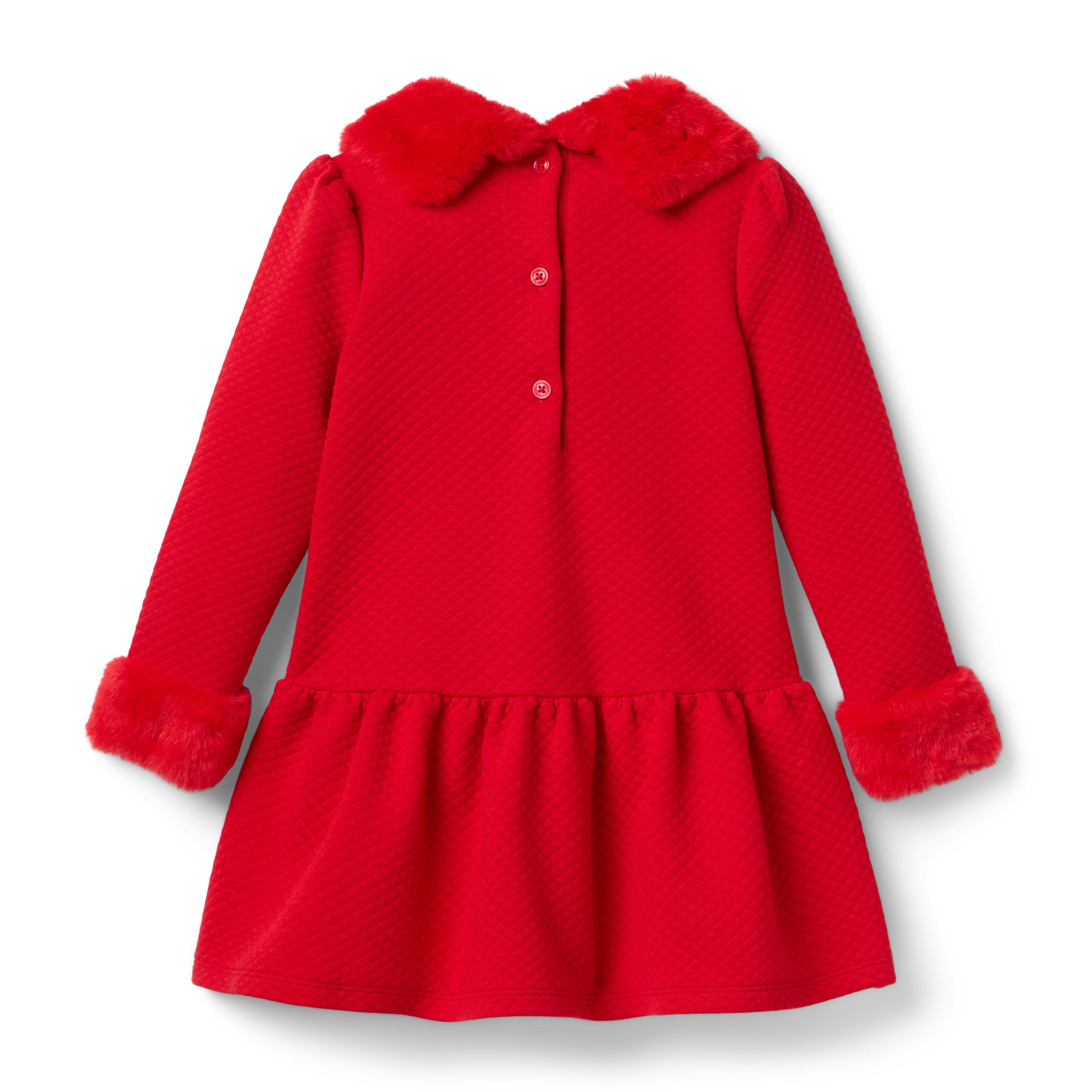 Quilted Faux Fur Collar Dress image number 2