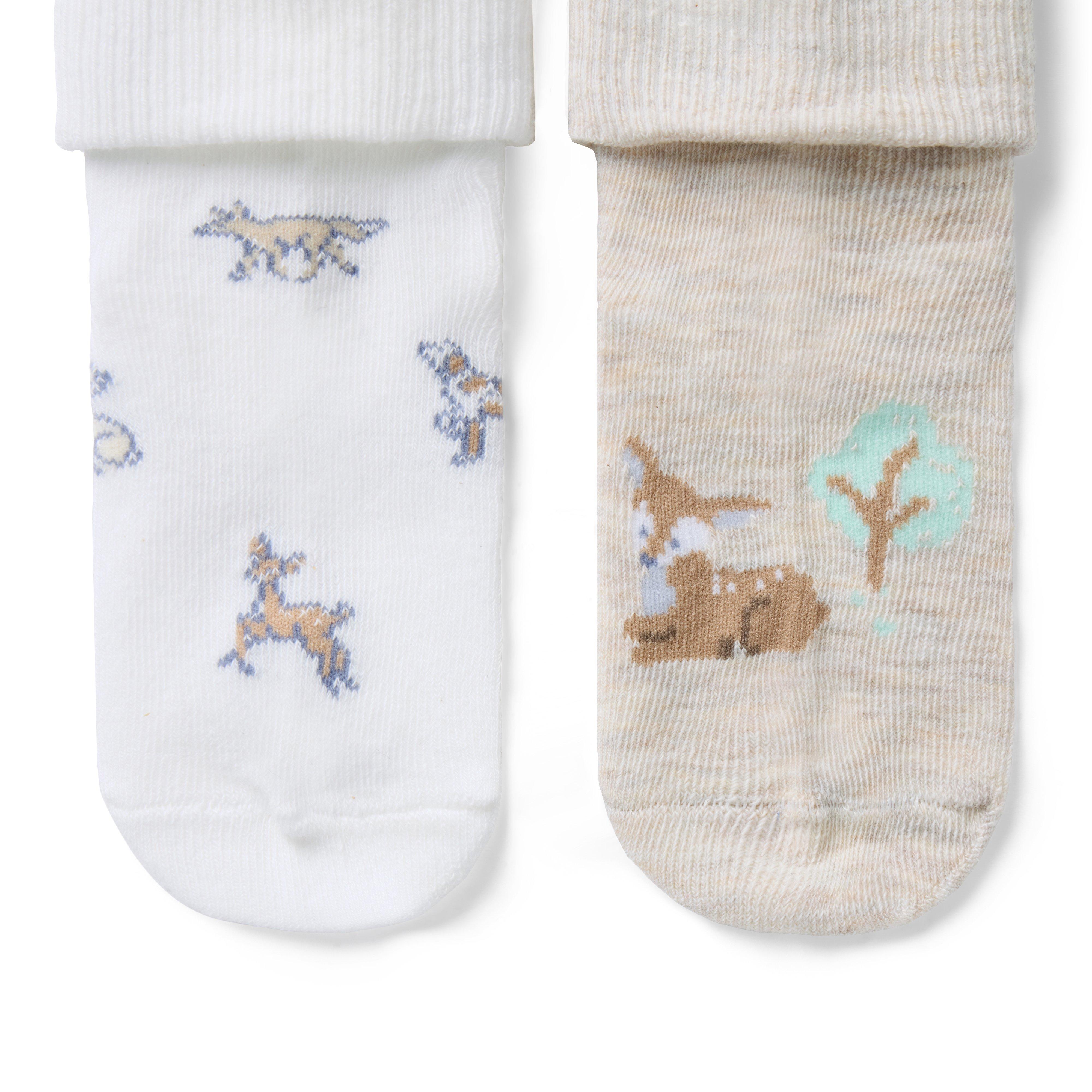 Baby Deer And Meadow Animals Sock 2-Pack image number 1