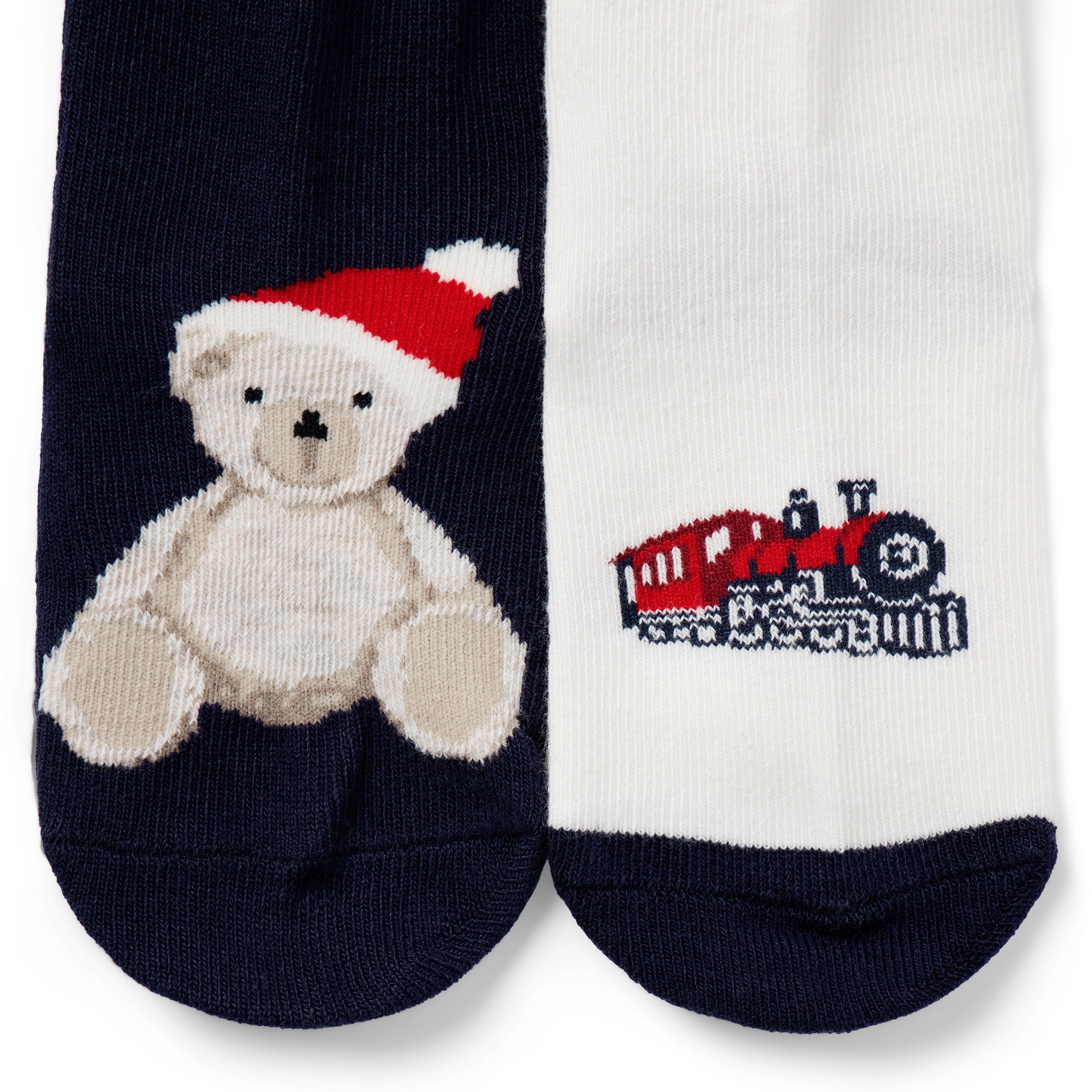 Baby Bear And Train Sock 2-Pack image number 1