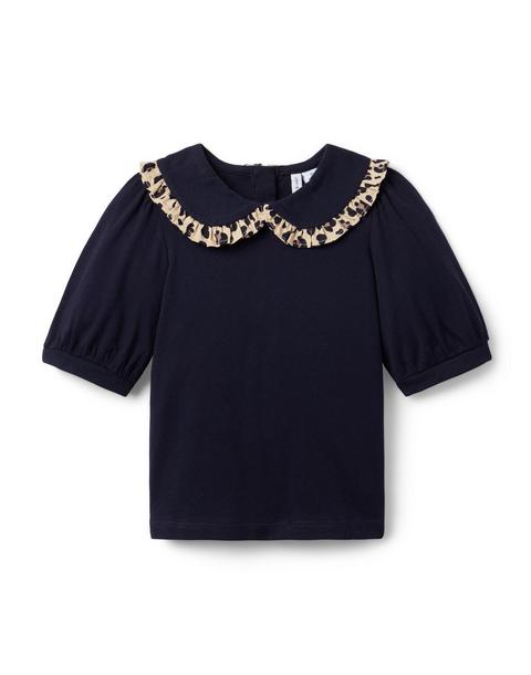 Leopard Ruffle Collar Top