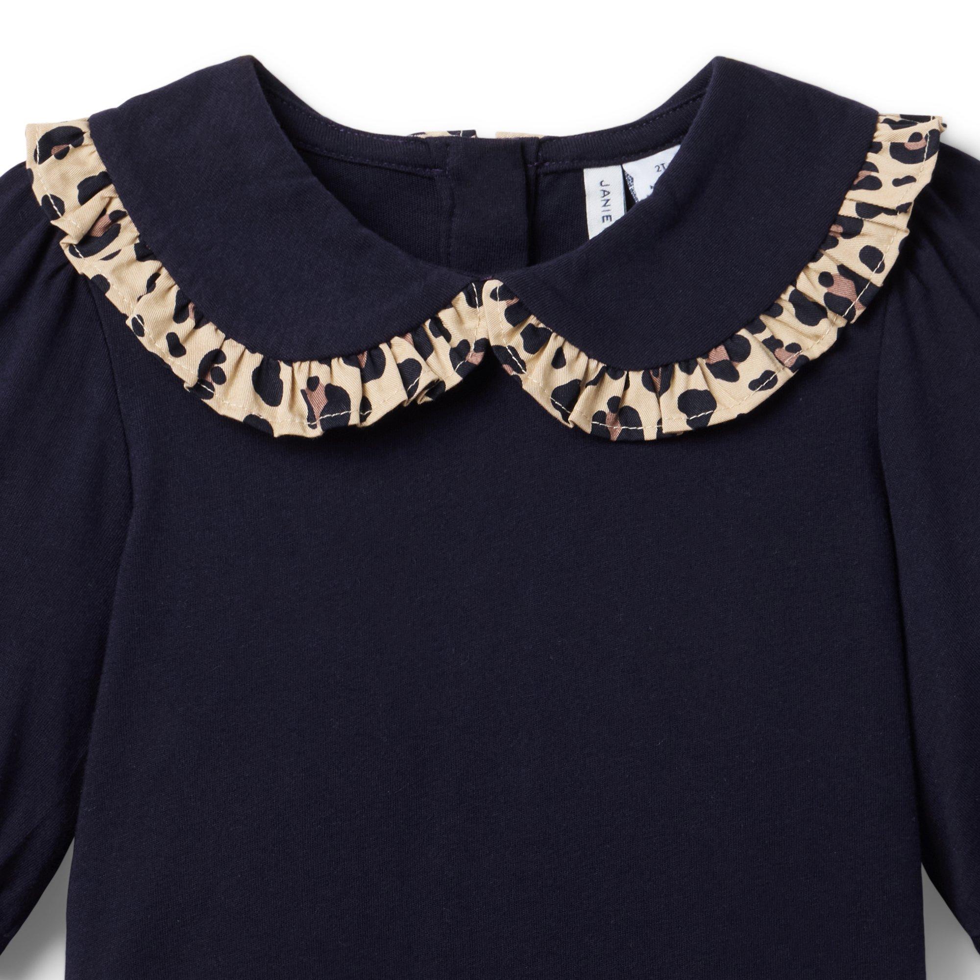 Leopard Ruffle Collar Top image number 1