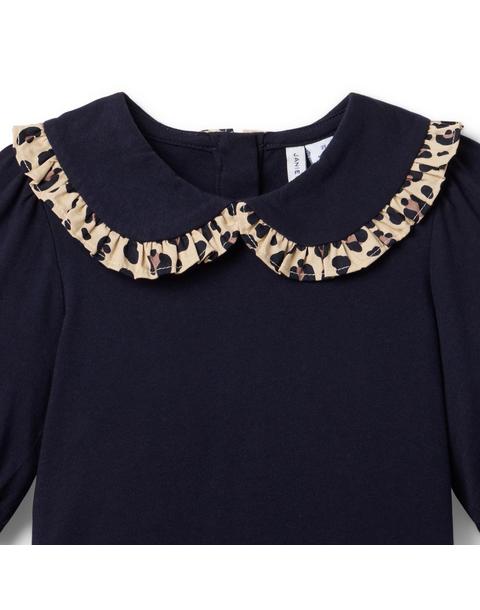 Leopard Ruffle Collar Top