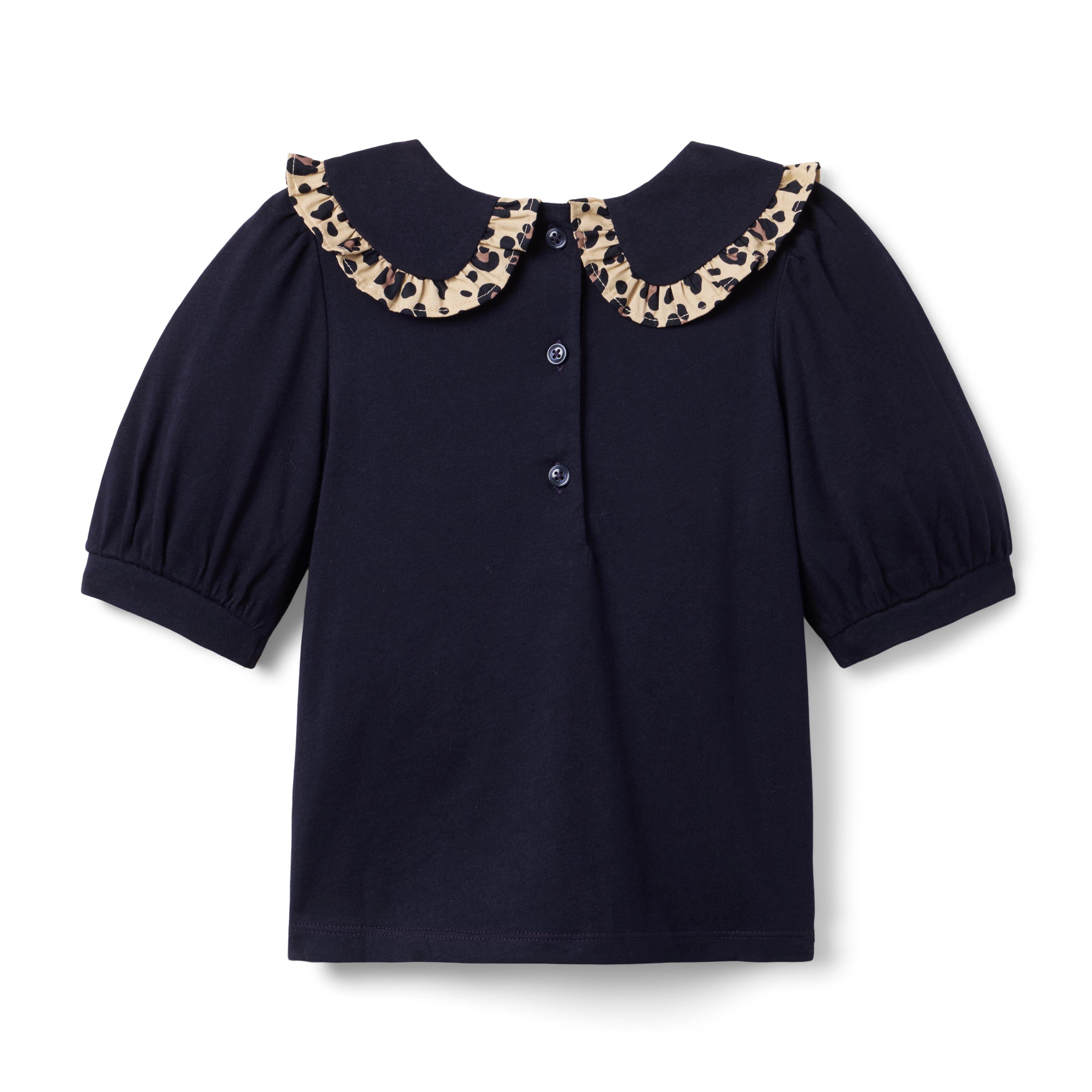 Leopard Ruffle Collar Top image number 2