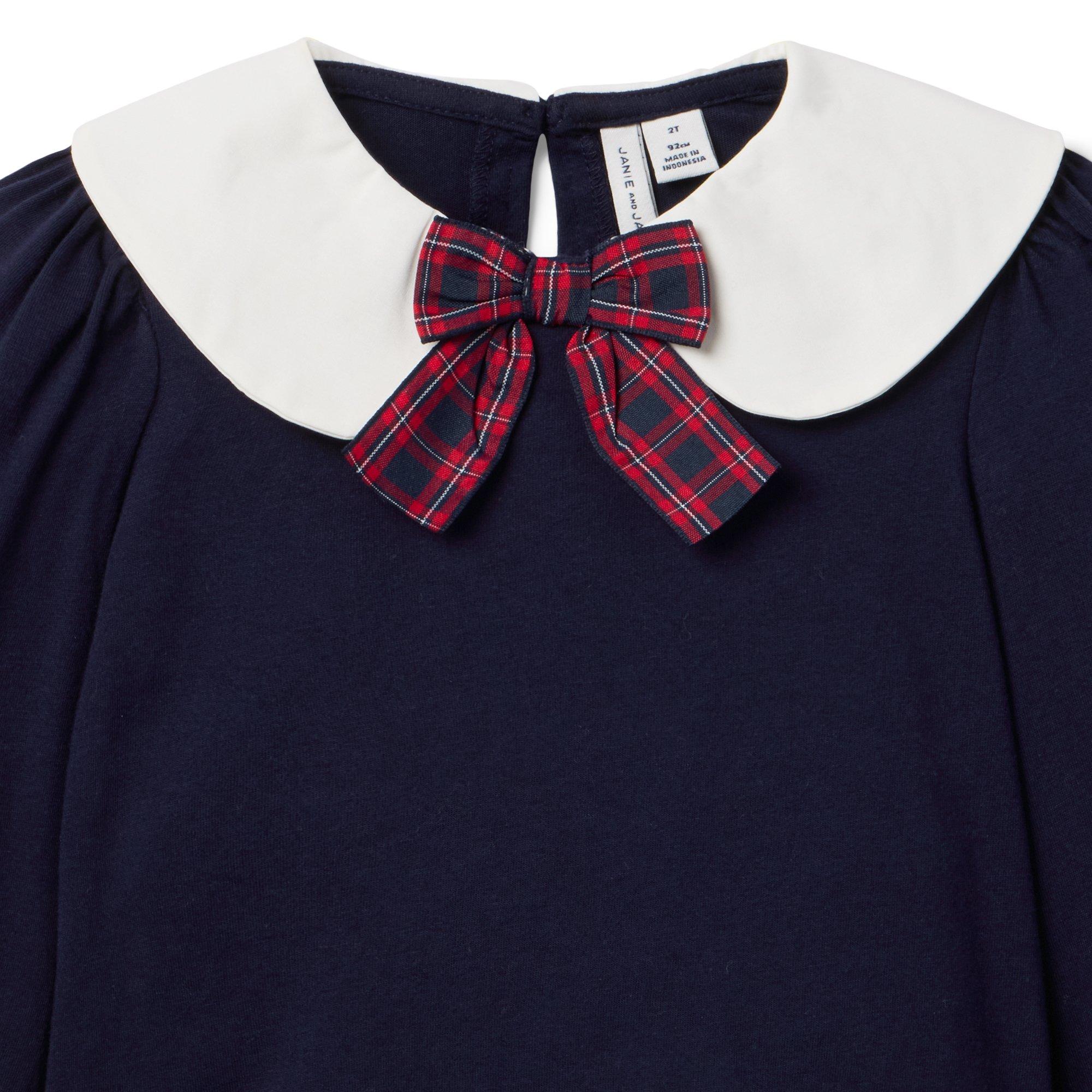Tartan Bow Collared Top image number 1