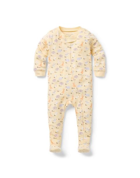 Baby Organic Cotton Zoo Animals Footed Pajama